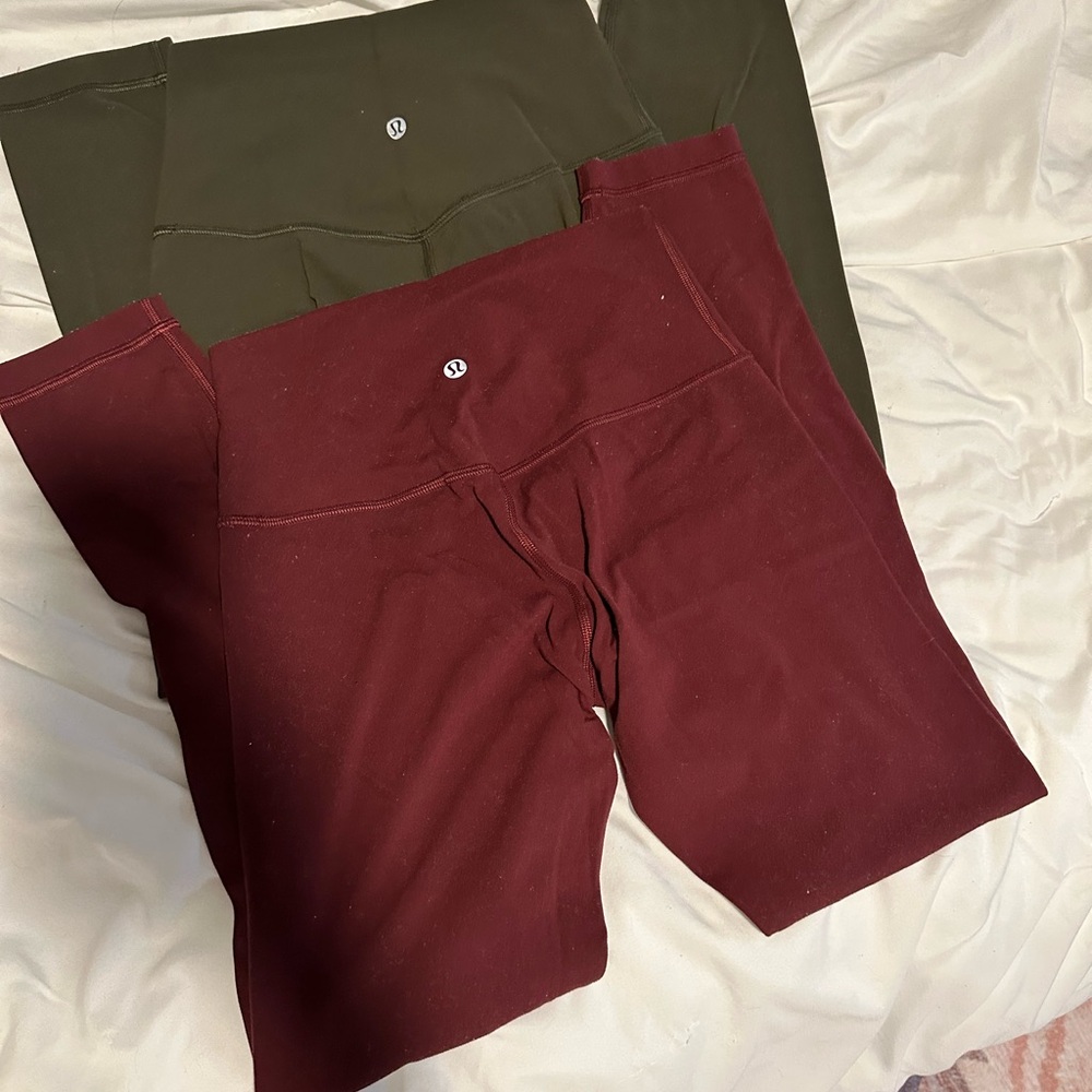 Lululemon Burgundy and Olive Leggings